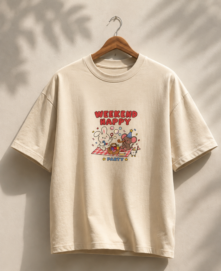 Weekend Happy Party Oversized T-Shirt