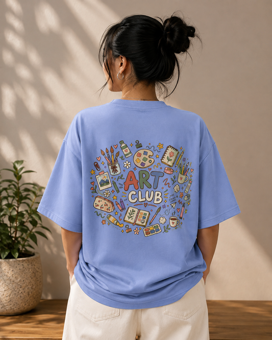 Art Club Oversized Powder Blue T-Shirt