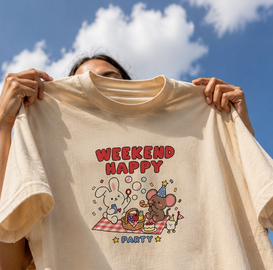 Weekend Happy Party Oversized T-Shirt