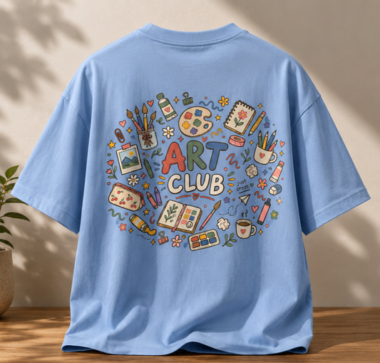 Art Club Oversized Powder Blue T-Shirt
