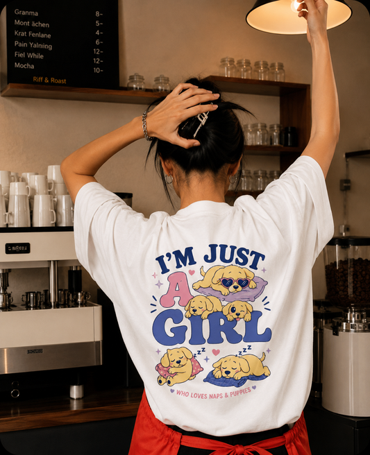 Just a Girl Oversized White T-Shirt